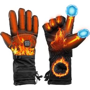 Heated Gloves for Men Women - Heated Gloves Rechargeable with Touchscreen Waterproof, Upgrade Non-Slip Electric Heating Gloves for Winter Outdoor Cycling Camping Skiing Fishing Hiking Hunting