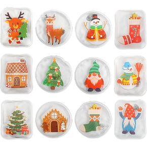 12 Pack Christmas Pocket Hand Warmer,2 Different Size Mini Christmas Reusable Portable Outdoor Winter Hand Warmers for Hunting,Camping,Gifts,Women,Kids