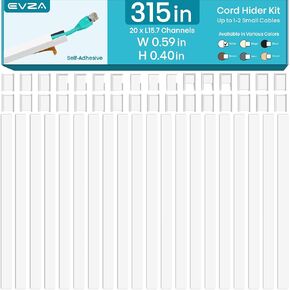 One Cord Channel Cable Concealer - 315in One-Cord Covers for Wall, Wire Hider for Cords, Mini Cable Hider for 1-2 Wires, Paintable Electric Cable Cover for Outside, Cable Hider for Wall Mount TV
