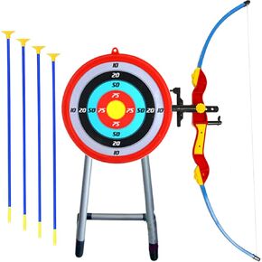 Toy Bow & Arrow Archery for Kids 32" with Target & Quiver, Suction Arrow 22", Big Target Practice 16" with Stand, Pretend Play, Safe Children Game Set