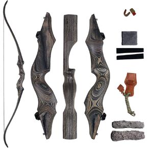 Topbows 58" Takedown Recurve Bow Bamboo Limbs Archery Right and Left Handed Riser Bow for Hunting Target Shooting 25-65Lbs