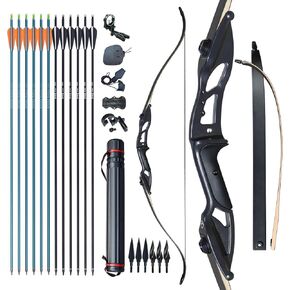 D&Q Bow and Arrow for Adults Takedown Recurve Bows Hunting Bow Archery Set Adult Longbows Kit 56" 30-50lb Right Hand Bow Aluminum Alloy Riser for Beginner and Professional Hunting Shooting
