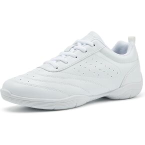 LANDHIKER Cheer Shoes Women White Dance Shoes Cheerleading Fashion Sports Shoes Training Athletic Flat Size