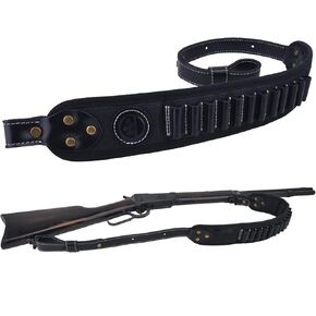 Leather Rifle Sling Gun Shell Holder Straps Loops for .357 .30-30, .38 .32Win Spcl.32-40 Cartridges