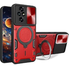 Ysnzaq Armor Case for Honor 200 Pro with Rotatable Kickstand, Military Grade Shockproof Protective Phone Case with Slide Camera Cover for Honor 200 Pro CQ Purple