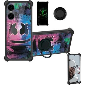 BLU G63 Case Compatible with BLU G63 Phone Case Cover [Hard PC + Soft Silicone][Ring Support] [Luminous Effect] YGH-BQ
