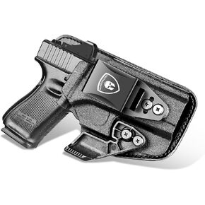 WARRIORLAND IWB Hybrid Holster Compatible with Glock 17/19/22/23 Gen 3-5, Glock 31/32 Gen 3-4, Glock 19X/44/45, Concealed Carry Polymer & Leather Holster with Claw/Optics Cut Ready, Right Hand