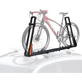 TOOENJOY Folding Hitch Bike Rack, Heavy Duty Bicycle Carrier Platform with Single Load Arm and Tier Strap, Fits 2" Hitch Receiver for SUV Pickup Truck, 2-Bike Capacity