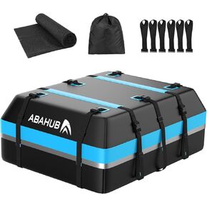 Abahub Car Roof Bag 800D Waterproof Car Rooftop Cargo Carrier Bag 21Cubic for Cars with/Without Racks, Includes Anti-Slip Mat, 6 Door Hooks, 8 Reinforced Straps, Storage Bag, Blue