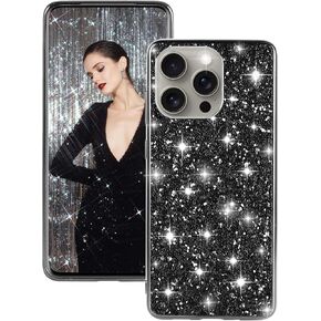 Silicone Case for iPhone 16 Pro 5G Case Glitter Sparkle Bling, Hybrid Matte Back Case High Impact Heavy Duty Shockproof Protective Cover for iPhone 16 Pro Cute Case for Women 6.3" (Red)