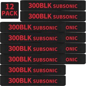 12 حزمة من أشرطة تحديد مجلة Miaozhun 300 BLK Subsonic .300 Blackout Subsonic Magazine Caliber (أسود-أحمر)