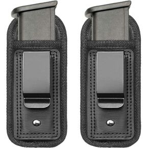 2 Pack IWB Inside Waistband Pistol Handgun Magazine Holster Pouch for Concealed Carry Universal Single Double Stack Mags for Glock17 26 19 Sig Sauer S&W Springfield XD Ruger 9mm/.45