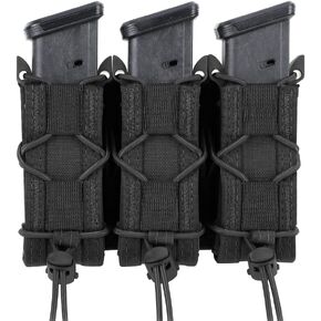 Molle Triple Tactical Magazine Holster,Universal Single Double Stack Mag Pouch for 9mm/.40 Calibers 45acp Glock S&W M&P, Sig 226/229, and Springfield 1911