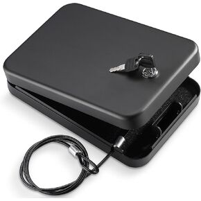 Pistol Safe, Portable Travel Gun Safe,Handgun Lock Box, Gun Safes for Cars, Black