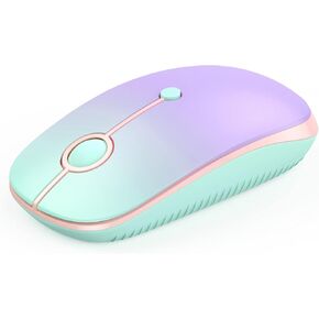 seenda Bluetooth Mouse - Dual Mode (Bluetooth 4.0 + 2.4GHz) Mouse with USB Receiver, Wireless Slim Portable Multi-Device Mice for iPad, MacBook, Laptop, PC (Gradient Mint Green to Purple)