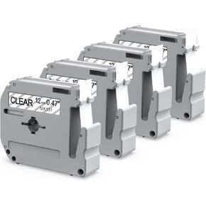 Labelife M-K131 Clear Tape Compatible with Brother P Touch M Tape Clear 12mm 0.47'' M-K131s M131 MK131 Work with Brother Ptouch PT-M95 PT-65 PT-90 PT70BM PT-45 Label Maker Refills,4-Pack