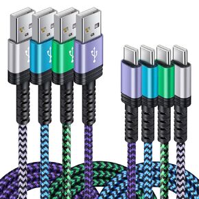4Pack/6FT Phone Charger Type C Android Fast Charging Cord for Samsung Galaxy Note 20/21 Ultra 10, S21 S20 Plus S21 Ultra 5G,A01 A11 A21 A51 A71 A10E S10 S9 S8 LG K92 K51 for Google Pixel 5 4A 3A 4XL