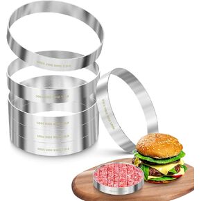 Sous Vide Hamburger Patties Cooking Rings for Immersion Circulator, Make 1/2 LB Hamburgers, Set of 6, Made of Food Grade 304 Stainless Steel, Sous Vide Accessories, Ring Molds for Cooking