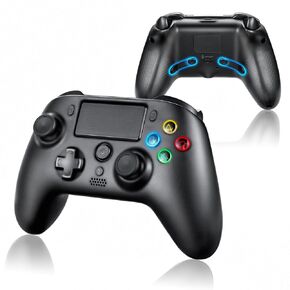 BLUE LAKE Performance Wireless Gaming Controller for PS4/ Steam Deck PC Windows/Android TV Box - Hall Effect, Trigger Stops, Mappable Buttons (Black)