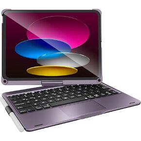 Wireless Keyboard Case for Apple iPad 11th (A16) M3 2025 & 2022 iPad 10th Generation (10.9-inch): Rotatable Pencil Holder Multi-Touch Trackpad RGB Backlit Navy Blue