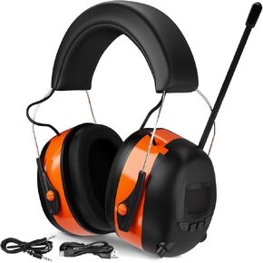 Gardtech Hearing Protection Ear Muffs With Bluetooth, NRR 29dB Noise Reduction Wireless Ear Protection Headphones with Rechargeable Battery, AM/FM Radio Headphones [Bluetooth 5.0] for Mowing - Orange