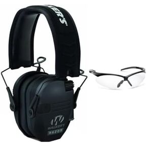 Walkers Razor Slim Electronic Hearing Protection Muffs with Sound Amplification and Suppression and Shooting Glasses Kit