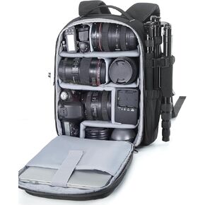 BAGSMART Small Camera Backpack, DSLR SLR Small Camera Bag Fits 13 Inch Laptop, Camera Backpack with Rain Cover & Tripod Holder
