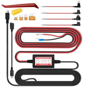 Dash Cam Hardwire Kit, Mini/Micro USB Hard Wire Kit for Dashcam, 12V-24V to 5V Car Dash Camera Charger Power Cord, ATO/ATC(ACS)/ACN Mini/ACZ Micro2 Fuse, 11.6V Real Battery Drain Protection