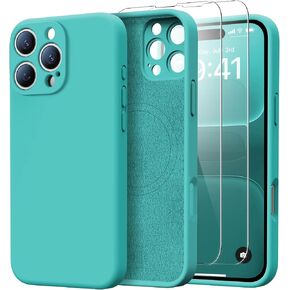 for iPhone 16 Pro Max Case with 2 Screen Protectors - Compatible with Magsafe - Upgraded Camera Protection - Liquid Silicone Protective Phone Case 6.9" for Men, Women,Girls - Porcelain Blue