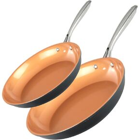Gotham Steel 2 PK Non Stick Frying Pans Set for Cooking with 10+11 Inch Nonstick Frying Pans with Ceramic Surface, Induction Capable, Hard Anodized Frying Pans Nonstick Skillets, Oven/Dishwasher Safe