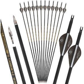 wolfman 31" Pure Carbon Arrows Archery Practice Hunting Arrows Spine 300 350 400 500 600 with Removable Tips Targeting Arrows for Compound & Recurve & Long Bow 6/12pcs