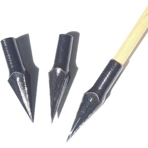 AMEYXGS 6pcs Traditional Hunting Broadheads Archery Glue on Arrowheads for Wooden Bamboo Arrows for 8mm Bamboo Wood Arrows