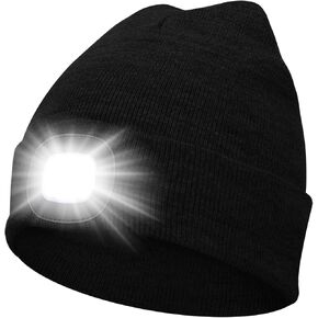 Beanie Hat with Light Unisex LED Beanie Hat with Light USB Rechargeable Running Hat Alpine Cap Gift for Men and Women Teens