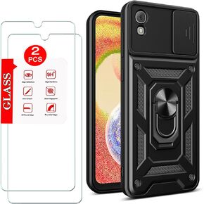 for TCL 30 Z Case with [2 Pack] Tempered Glass Screen Protector, for TCL 30 Z [Military-Grade] Protective ，Lens Protects Magnetic Kickstand Car Mount Holder Phone Case Black