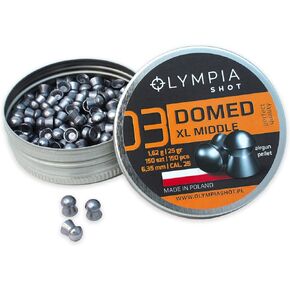 Olympia Shot Air Gun Pellets | .177 Caliber, .22 Caliber, .25 Caliber | Domed, Pointed, Flat Wadcutter Heads | Various Weights for Target Shooting, Hunting, Competition, and Training | 150-500 Count