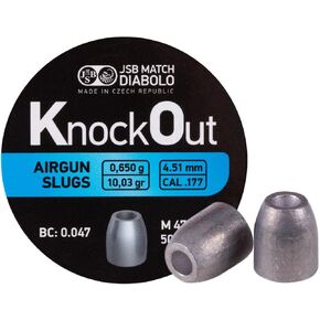 JSB Knockout Slugs .177 Cal, 10.03gr, Hollowpoint, 500ct