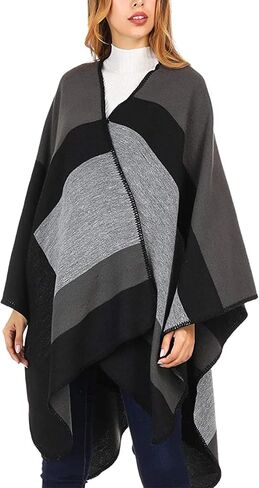 MissShorthair Women's Printed Shawl Wrap Fashionable Open Front Poncho Cape in Kuwait