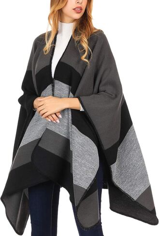 MissShorthair Women's Printed Shawl Wrap Fashionable Open Front Poncho Cape in Kuwait