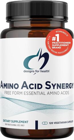 Designs for Health Amino Acid Synergy - Vegetarian Essential Amino Acids Supplement with BCAAs, Alpha-Ketoglutarate, Methionine + B6 (P-5-P) - Support for Athletes + Muscles (120 Capsules) in Saudi Arabia