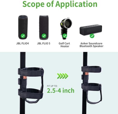 10L0L Golf Cart Portable Speaker Mount with Adjustable Strap, Outdoor Bluetooth Wireless Speaker Holder (Black in Saudi Arabia