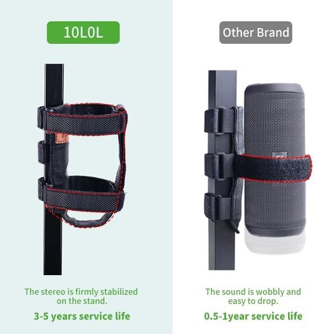 10L0L Golf Cart Portable Speaker Mount with Adjustable Strap, Outdoor Bluetooth Wireless Speaker Holder (Black in Saudi Arabia