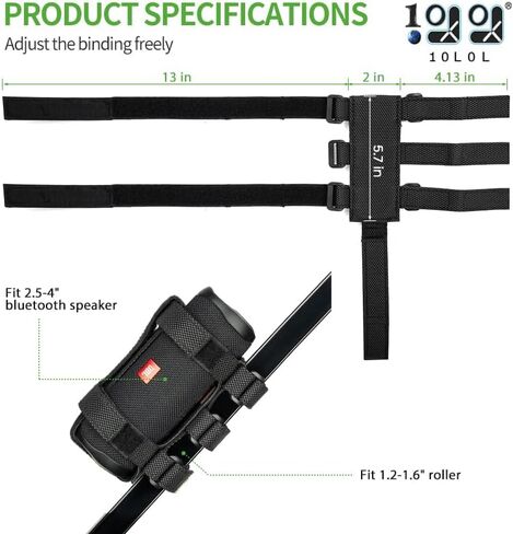 10L0L Golf Cart Portable Speaker Mount with Adjustable Strap, Outdoor Bluetooth Wireless Speaker Holder (Black in Saudi Arabia