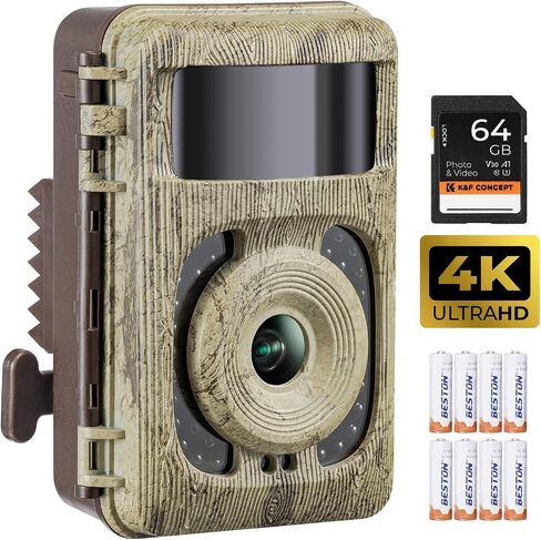 4K 48MP Trail Camera, Game Camera with Night Vision, 0.1s Trigger Motion Activated Hunting Camera, IP66 Waterproof, 120° Wide-Angle with 940nm No Glow Infrared LEDs for Outdoor Wildlife Monitoring in Saudi Arabia