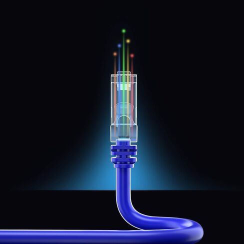 Maximm Cat 6 Ethernet Cable 2 ft (50-Pack) - High-Speed LAN Cable, Internet Cable, Patch Cable, and Network Cable - UTP, 10Gbps, 550MHz Ethernet Cord - Blue in Kuwait