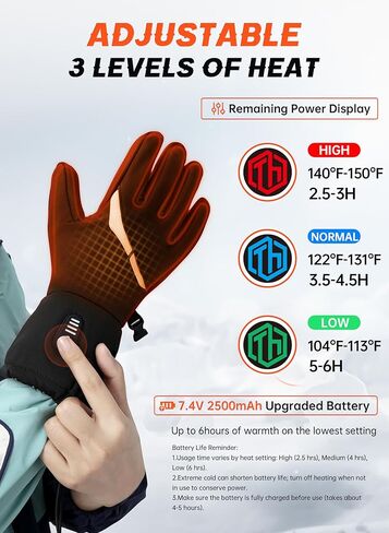 قفازات ThxToms ساخنة للرجال والنساء مع شاشة تعمل باللمس، قفازات تسخين كهربائية ببطارية قابلة لإعادة الشحن، قفازات حرارية رقيقة وناعمة مطورة لالتهاب المفاصل أثناء القيادة في الشتاء والعمل في الهواء الطلق in Kuwait