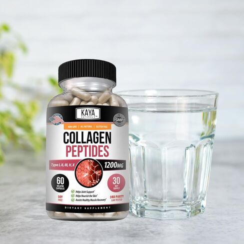 Kaya Naturals Collagen Complex, 180 Count Capsules for Anti-Aging, Hair, Skin, Nails and Joints, Types I, II, III, V & X Collagen Protein Blend (180 Capsules) in Saudi Arabia
