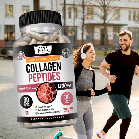 Kaya Naturals Collagen Complex, 180 Count Capsules for Anti-Aging, Hair, Skin, Nails and Joints, Types I, II, III, V & X Collagen Protein Blend (180 Capsules) in Saudi Arabia