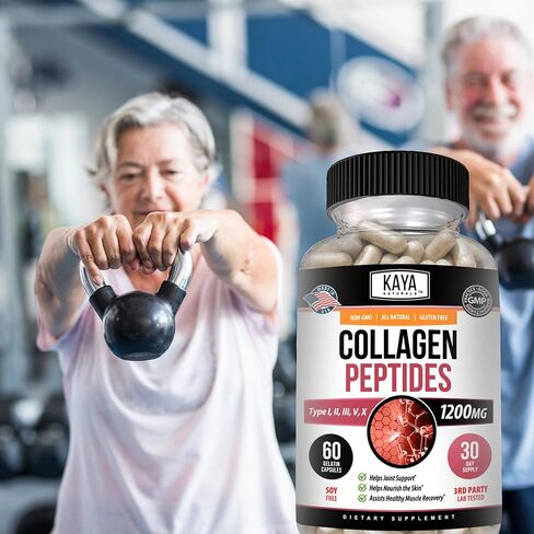 Kaya Naturals Collagen Complex, 180 Count Capsules for Anti-Aging, Hair, Skin, Nails and Joints, Types I, II, III, V & X Collagen Protein Blend (180 Capsules) in Saudi Arabia
