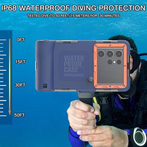 Universal Underwater Phone Case for Snorkeling, Diving Phone Case[50ft/15m], Compatible with 4.7-6.9 inch Smartphones, for iPhone 16/15/14/13/12 /for Samsung Galaxy S24/S23/S22/S21 (Orange) in Kuwait