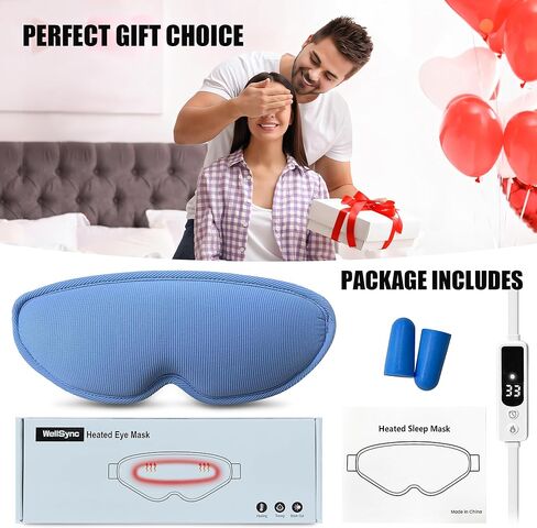 قناع العين المسخن للعيون الجافة - ضغط USB دافئ للعيون مع 3 درجات تحكم في درجة الحرارة والمؤقت - قناع النوم ثلاثي الأبعاد لحجب شكل العين لتخفيف إجهاد العين والصداع النصفي والانتفاخ للرجال والنساء/رمادي in Kuwait